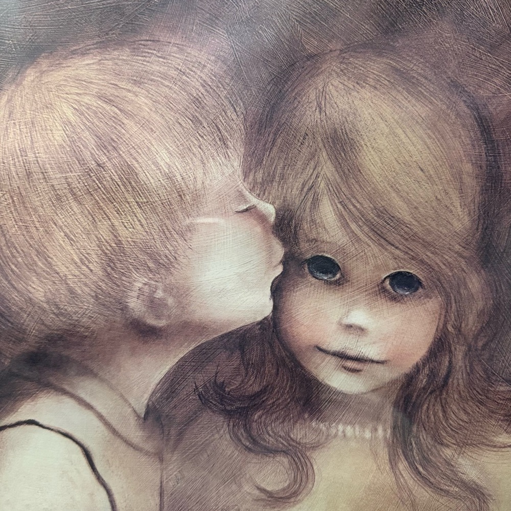 🤩VINTAGE MARGARET KANE "FIRST KISS" FRAMED PICTURE/PRINT/VINTAGE! 20" x 17" - Picture 7 of 13